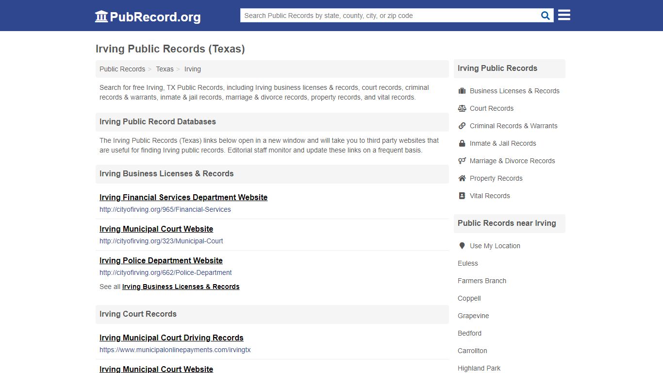 Free Irving Public Records (Texas Public Records) - pubrecord.org